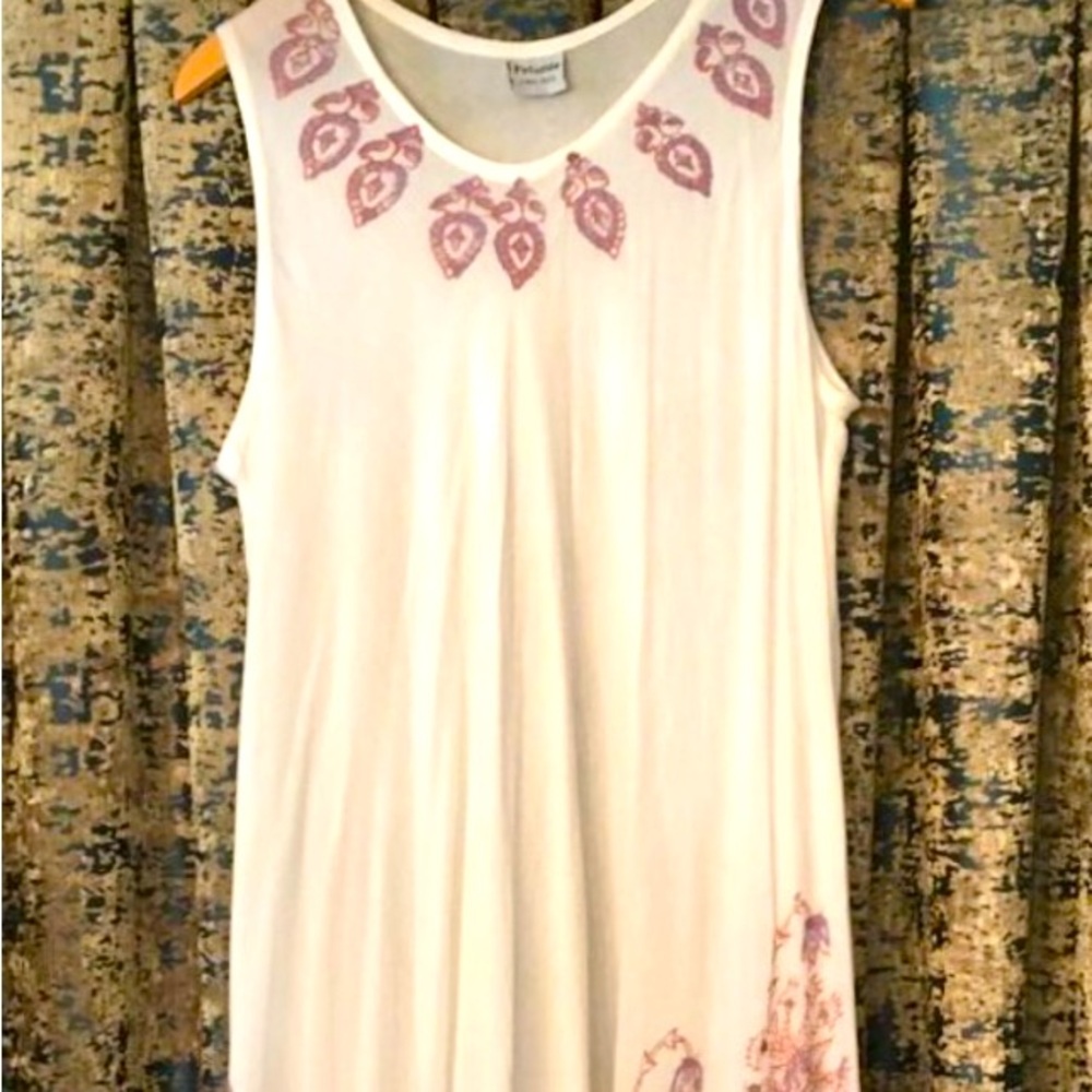 Elegant White and Purple Maxi Dress